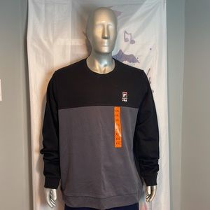 FILA Mens Long Sleeve Crew Neck Lightweight Sweatshirt Grey & Black XXL